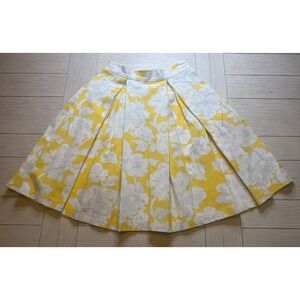 Top Shop Ladies A Line Knee Length Exposed Zipper Yellow Floral Print Skirt. Sz4